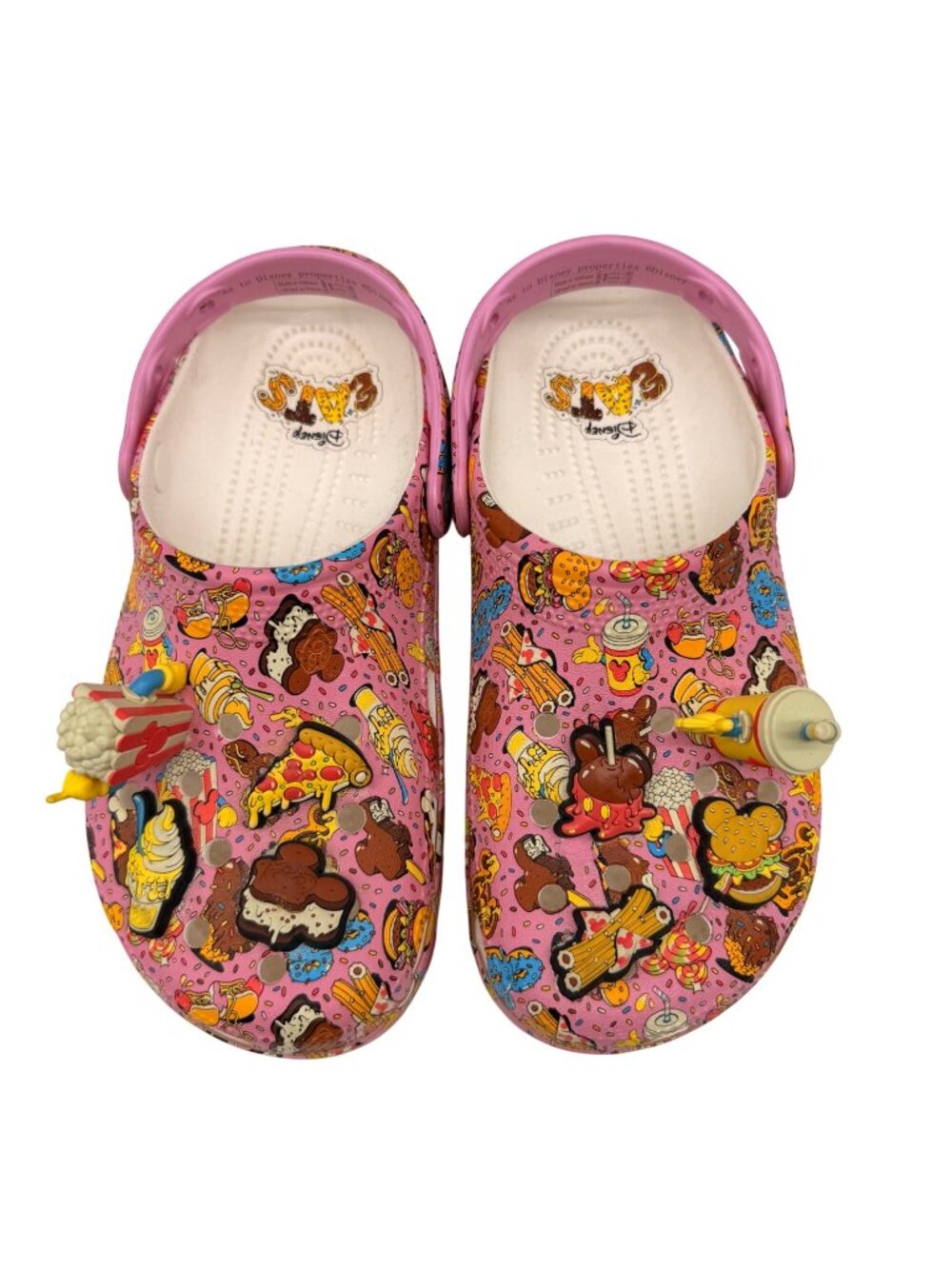 CROCS X Disney Eats Pink Snack Charms Clogs Unisex Adult M6 / W8